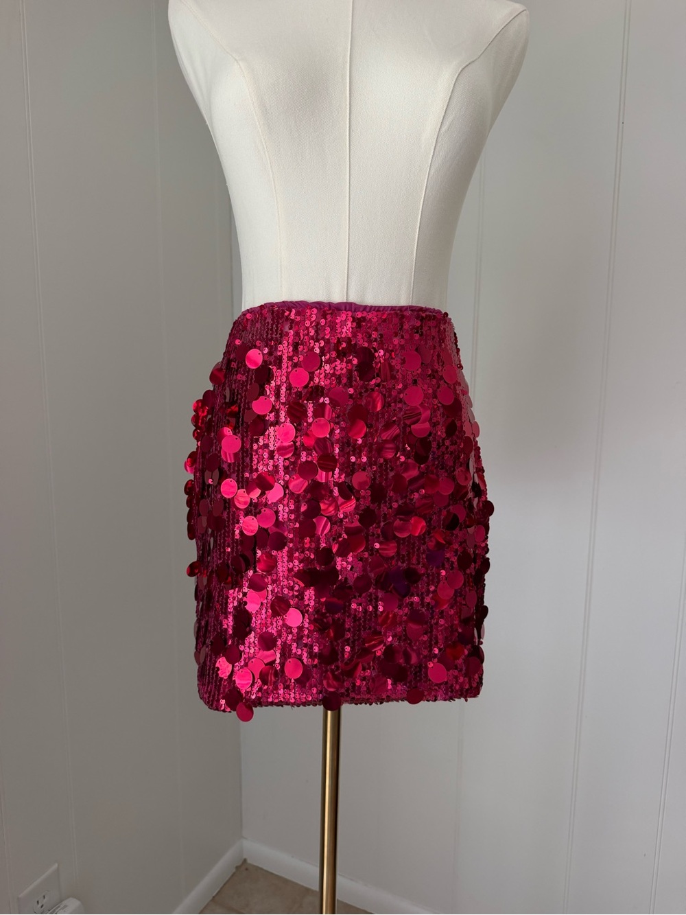 Women's Pink Sequin Mini Skirt